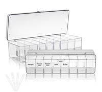 OUNONA Boîte de Rangement à Grille pour Câble 2 Pièces en Plastique Transparent Étiquettes Autocollantes et Attaches, Organiseur de Câbles Portable et Polyvalent