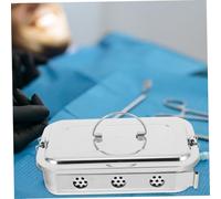 OUNONA Boîte de Rangement Acier Inoxydable avec Couvercle Perforé Bac Robuste et Réutilisable Plateau Métallique pour Outils de Médecin Protection Saleté et Usage