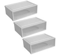 OUNONA Boîte de Rangement Tiroirs de Bureau à 3 Couches, Design Empilable et Détachable, Grosse Capacité pour Cosmétiques et Photos, pour Bureau et Maison