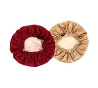 OUNONA Bonnet de Nuit Satin Antidérapant 2pcs Taille Unique Chapeau Chimio Femmes Cheveux Longs et Courts Sommeil Maquillage Rouge Vin et Kaki Double Couche Boucle Réglable