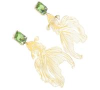 OUNONA Boucles D’oreilles Puces Poisson Chinois en Alliage Doré et Strass Scintillants, Bijoux Fantaisie pour Femmes et Adolescentes, Style Traditionnel, Présent Fête et Mariage