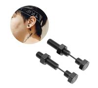 OUNONA Boucles d'Oreilles à Vis Hexagonales en Acier Inoxydable Noires Style Américain Exagéré Unisexes pour Nuit et Fête Design Créatif Screw - Antiallergiques et Durables