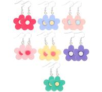 OUNONA Boucles D'oreilles Pendantes à Fleurs, Lot 7 Paires Multicolores, Métal Léger, Femme, Accessoires Mode Pour Fêtes Et Vacances, Design Floral Féminin Élégant