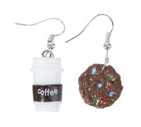 OUNONA Boucles D'oreilles Pendantes Créatives en Alliage, Boucles D'oreilles Biscuits et Tasse à Café pour Femme, Bijoux Délicats, Usage Quotidien et Occasions Spéciales