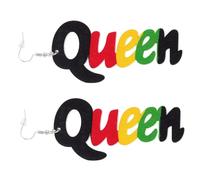 OUNONA Boucles Oreilles Pendantes Bois avec Lettre Queen Style Ethnique Africain Légères et Originales pour Femme