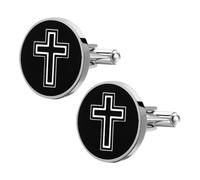 OUNONA Boutons de Manchette en Acier Titane Croix pour Homme Accessoires Vestimentaires Décoratifs Noirs 1 Paire pour Chemises pour Fêtes Occasions Quotidiennes et Soirées Costumées