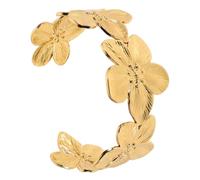 OUNONA Bracelet Manchette Doré Fleur Acier Inoxydable Femme Jonc Large ÉPais RéGlable Bijoux BohèMes ÉTé Plage ÉLéGant