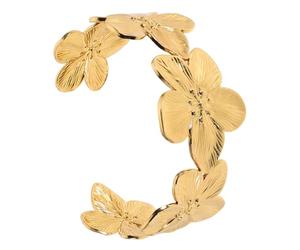 OUNONA Bracelet Manchette Doré Fleur Acier Inoxydable Femme Jonc Large ÉPais RéGlable Bijoux BohèMes ÉTé Plage ÉLéGant
