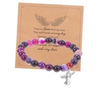 OUNONA Bracelet Pierre Naturelle Élastique Avec Carte De Condoléances Bijou Deuil Pour Perte Être Cher Cadeau Souvenir Femme Fille Design Artistique Ajustable