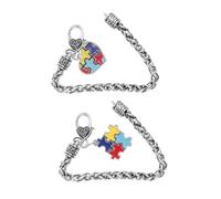 OUNONA Bracelet Puzzle Créatif pour Autisme en Alliage de Zinc, Lot de 2, Décorations Symboliques, Garçon et Filles, Sensibilisation à L'autisme, la Décoloration, Usage Quotidien