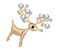 OUNONA Broche Cerf en Alliage Doré avec Cristaux et Perles Synthétiques, Artisanat Fin et Résistant, Accessoire Chic pour Fête de Fin D'année ou Cérémonie de Remise de Diplômes