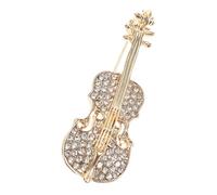 OUNONA Broche Violon Dorée En Alliage Émaillé, Bijou Musical Orné De Cristaux Pour Femmes, Accessoire Polyvalent Pour Vêtements Formels Et Décontractés, Taille Petite Élégante