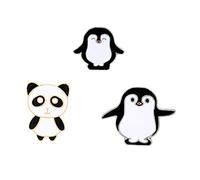 OUNONA Broches Créatives Panda Et Pingouin Petit En Métal Noir Et Blanc Pour Femmes, Accessoires De Costume, Décoration De Fête, Lot De 3 Pièces, Présent Original