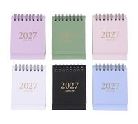 OUNONA Calendrier de bureau miniature 6 pièces 2027-2028, 18 mois, format vertical, à rabat, de janvier 2027 à juin 2028, mini-calendrier esthétique, papier épais avec reliure spirale