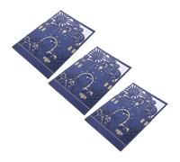 OUNONA Cartes d'Invitation de Mariage Découpées au Laser avec Motif Château Papier Qualité Couleur Bleu Foncé Lot de 3 sets de Ensembles avec Enveloppes pour Fiançailles et Fêtes