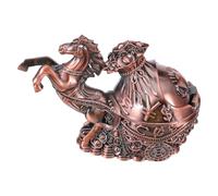 OUNONA Cendrier Coupe-Vent en Laiton Massif avec Sculpture Cheval Debout Vintage, Accessoire de Bureau pour Fumeurs, Cendrier de Table Décoratif Intérieur Extérieur, Symbole de