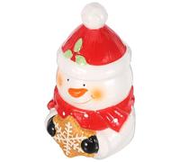 OUNONA Ceramic Christmas Cookie Jar With Lid Snowman Design Festive Candy Storage Container For Holiday Treats And Multifunctional Kitchen Canister