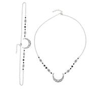 OUNONA Chaîne De Tête Délicate En Cristal Vintage 2 Pièces Motif Lune Taille Unique Accessoires Mariage Et Anniversaire Coiffe De Mariée En Strass Noir Et Argenté
