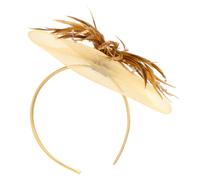 OUNONA Chapeau Bibi Plumage et Fleurs en Maille Filet, Accessoire Coiffure pour Mariage et Soirées, pour Femme et Fille, Noir Doré