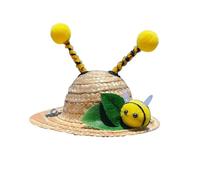 OUNONA Chapeau de Paille pour Animaux de Compagnie d'abeille, Taille S, Élastique et Ajustable, Promenade Quotidienne des Chiens et Chats Jaunes
