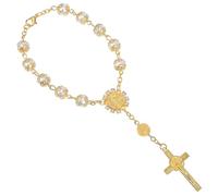 OUNONA Chapelet de voiture noir avec fermoir [Longueur env. 18 cm] avec bénédiction en croix, couronne de voiture pour rétroviseur, décoration intérieure pour homme et femme