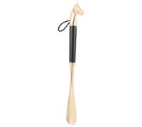 OUNONA Chausse-pied Portable Noir en Alliage et Bois, sans Bords, Protège les Mains, Manche Long pour Seniors et Magasin de Chaussures
