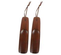 OUNONA Chausse-pieds en Bois Élégants 15,5 Cm Lanière en Cuir, Ensemble de 2 Pièces, Aide Pratique pour Enfiler Chaussures, pour Personnes Âgées Couleur Aléatoire