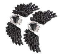 OUNONA Clips De Chaussures Décoratifs En Cristaux Noirs De Cœur Et Ailes D'ange, Accessoires Légers Pour Femmes, Style Gothique, Pour Mariage, Fête, Anniversaire