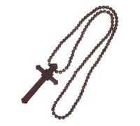 OUNONA Collier Chapelet De Noël En Bois Avec Perles Et Pendentif Crucifix En Bois Décoration Miroir Chrétien Collier Croix En Perles De Crucifix Pour Homme Décoration