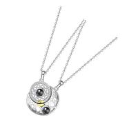 OUNONA Collier de Couple Lune et Soleil Magnétique 2 Pièces Collier de Projection je T'Aime en 100 Langues Pendentif Léger et Petit Lui Présent Romantique Saint-Valentin