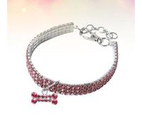 OUNONA Collier Élastique pour Animaux de Compagnie et Confortable Design Créatif Rose avec Pierres Brillantes et Pendentif Os Étincelant pour Chien pour Fêtes