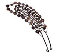 OUNONA Collier en Bois Vintage Fait Main Long Collier de Perles Marron Parure de Bijoux pour Femmes Accessoire de Plage