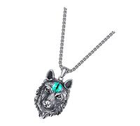 OUNONA Collier Homme Tête De Loup Rétro Acier Inoxydable Pendentif Animal Punk Accessoire Costume Cadeau Original Pour Garçon Et Homme