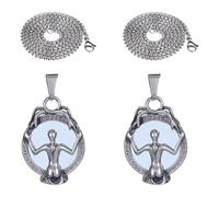 OUNONA Collier Pendentif Femme Hip-hop en Acier Inoxydable Rétro, Lot de 2 avec Chaîne 80 Cm, Décoration Solide pour Style Urbain et Usage Quotidien