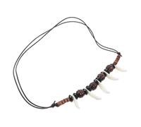 OUNONA Collier pour Hommes Perles avec Pendentif Dent de Loup Ajustable Corde Style Tribal Élégant et Cool