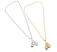 OUNONA Collier Punk Boxe En Métal Mixte, Pendentifs Moufles De Boxe Argenté Et Or, Tour De Cou Mode Unisexe Pour Sport Et Présent, Lot De 2 Set De Pièces