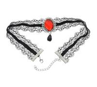 OUNONA Collier Ras-du-cou Punk Femme en Dentelle Noire Ajustable, Bijou Fantaisie Gothique pour Soirées et Scène, Style Vampire Rouge, Accessoire et Original