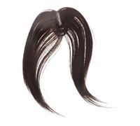 OUNONA Complément capillaire invisible à frange française brun foncé | Complément capillaire avec au milieu, base ultra-fine, cheveux synthétiques doux, se fond parfaitement dans la chevelure,