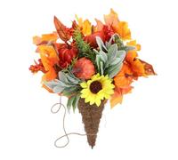 OUNONA Composition d'automne en Forme de Corne d'abondance, Centre de Table | Centre de table de 45 cm pour Thanksgiving, décoration murale de cuisine festive, panier rustique en osier en forme de corne