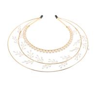 OUNONA Couronne Ange Doré avec Perles Factices Diadème Médiéval Lolita pour Femmes Accessoire de Carnaval Cosplay pour Fêtes