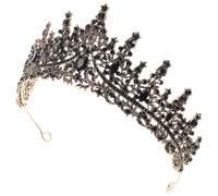 OUNONA Couronne de Mariée Tiare en Longue Durée Noire Vintage en Alliage de Zinc Épingles aux Extrémités, pour Événements et Décoration de Gâteau
