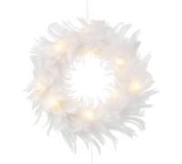 OUNONA Couronne Décorative Lumineuse en Plumage Blanches en Plastique, Facile à Entretenir, Effet Visuel Unique pour Décoration de Porte de Mariage ou Noël