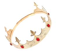 OUNONA Couronne Royale Décorative Vintage en Métal Doré Strass Rouges, Accessoire Cosplay Homme pour Fête et Anniversaire, Taille Unique, Style Prince Rétro