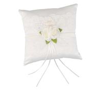 OUNONA Coussin de Cérémonie Dentelle Blanche avec Fleurs Coussin Porte Alliances Vintage Doux pour Mariage Fiançailles et Photos Adapté à Tous Lieux Compris Plage et Jardin