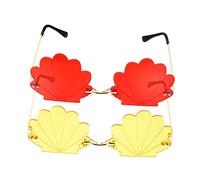OUNONA de Soleil sans Monture Forme de Coquillage Accessoire Créatif pour Fêtes et Costumes Parfait pour Adultes Verres Colorés Rouge et Jaune