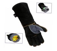 OUNONA de Travail Résistants Chaleur Cuir de Vache Double Couche Isolation Thermique Anti-brûlure pour Soudure Barbecue Four et Manutention