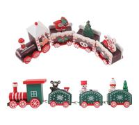OUNONA Décoration de Fête en Bois 2pcs Train à Quatre Sections pour Table et Bureau, Style Charmant et Festif, pour Décoration Intérieure et Cadeau pour Garçon et Fille