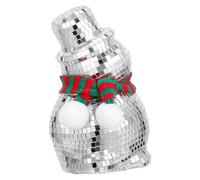 OUNONA Décoration de Noël : Bonhomme de Neige Boule Disco avec écharpe tricotée - Ornement en Verre Miroir réfléchissant pour la Maison, Le Bureau, Les fêtes de Fin d'année