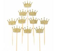 OUNONA Décoration Gâteau Figurine Gâteau Cupcake Topper Pics à Cocktail Forme de Couronne Or 20 Pièces