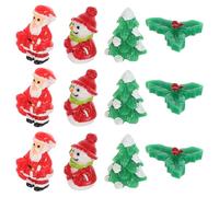 OUNONA Décorations de Noël en Résine 20 Pcs Mini Figurines Festives Bonhomme de Neige Père Noël Sapin Feuilles de Houx pour Décor Hivernal Ornements Miniatures
